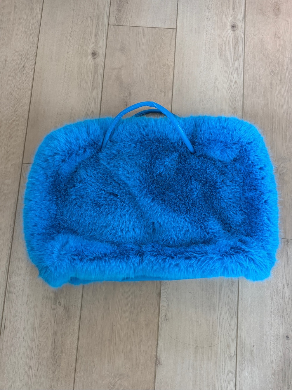 AKIRA Large Blue Faux Fur Tote Bag